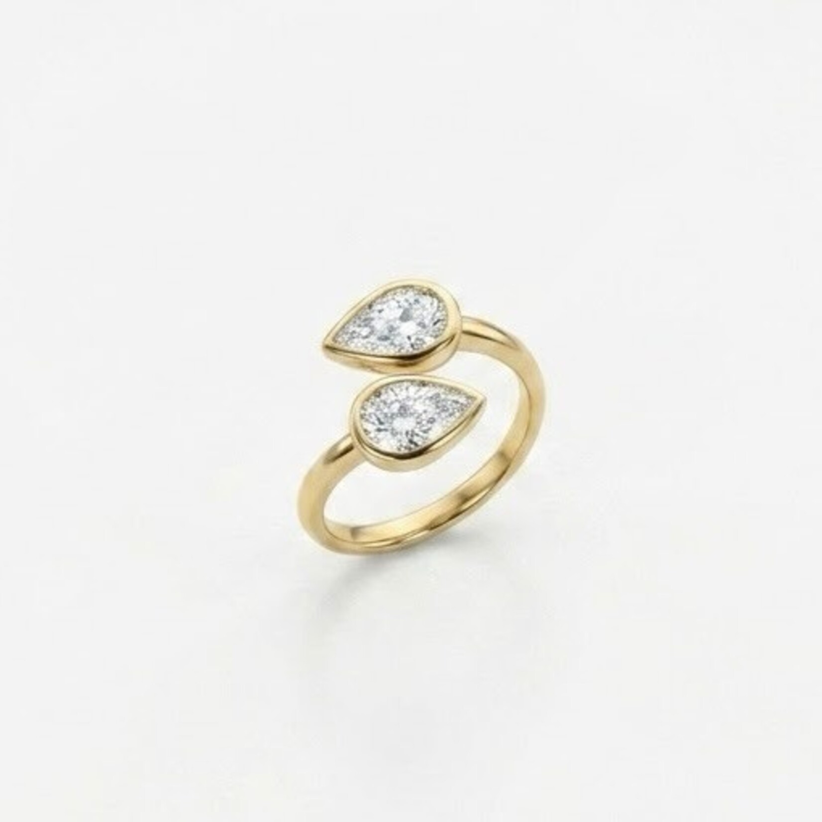 14K Yellow Gold Pear Shape Diamond Toi Et Moi Ring