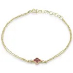 14K Yellow Gold Ruby & Diamond  Cluster Bracelet