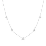 14K White Gold Five Diamond Pave Disc Necklace