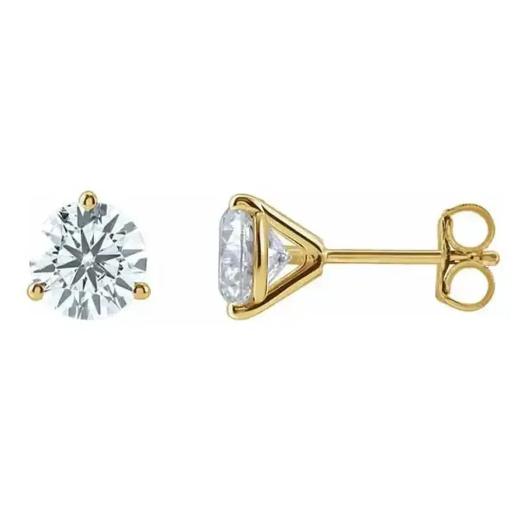 14K Yellow Gold 1 Carat Lab Grown Diamond Stud Earrings