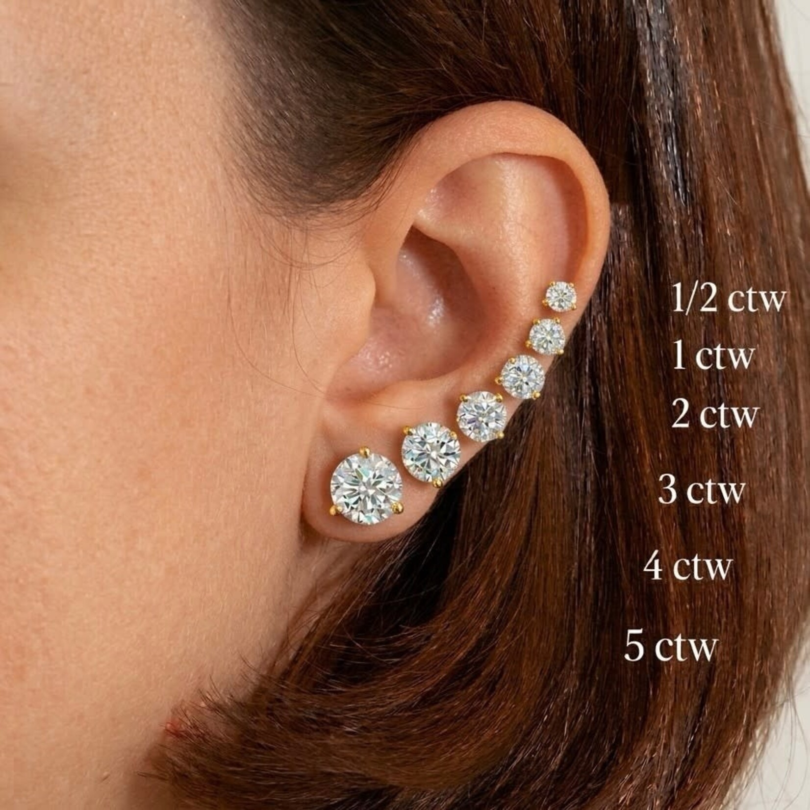 14K Yellow Gold 1 Carat Lab Grown Diamond Stud Earrings
