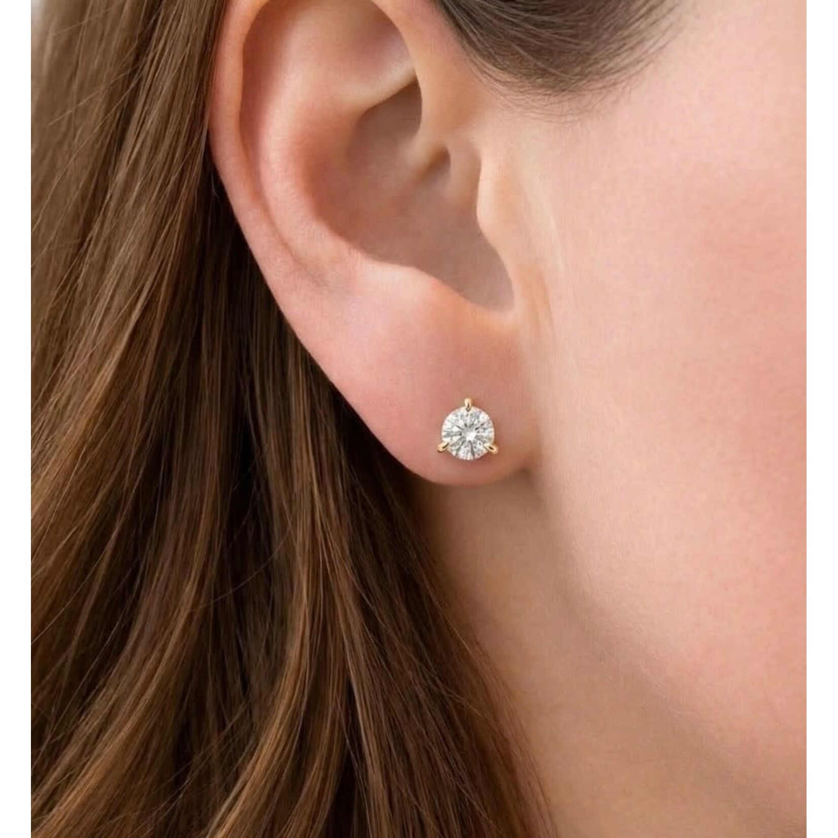 14K Yellow Gold 1 Carat Lab Grown Diamond Stud Earrings