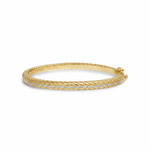 14K Yellow Gold Overlay Diamond Steel Cable Bangle