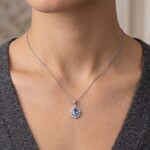 14K White Gold Sapphire and Diamond Vintage Style Pendant
