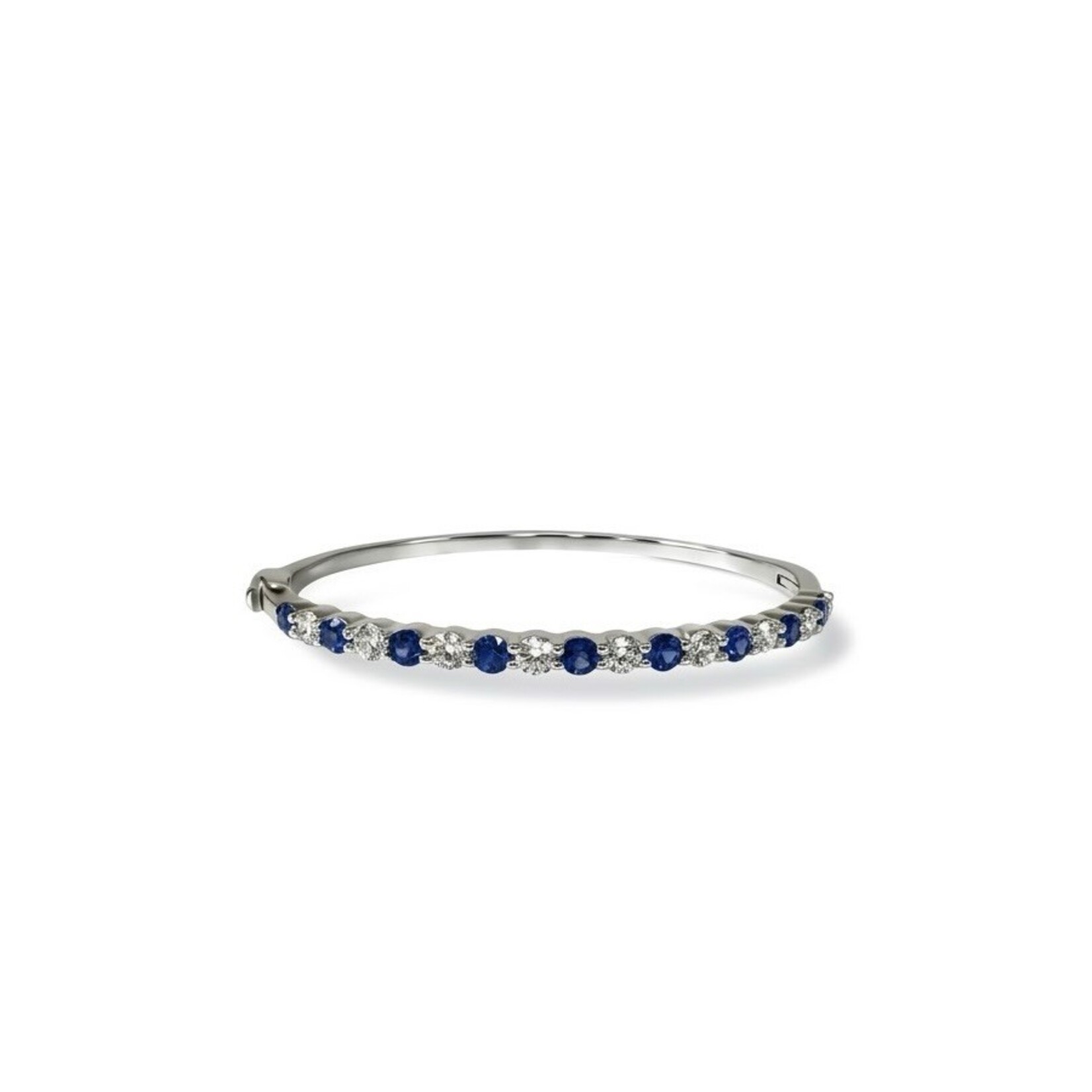 14K White Gold  Sapphire & Diamond Bangle