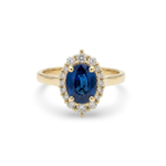 14K Yellow Gold Sapphire and Diamond Halo Ring