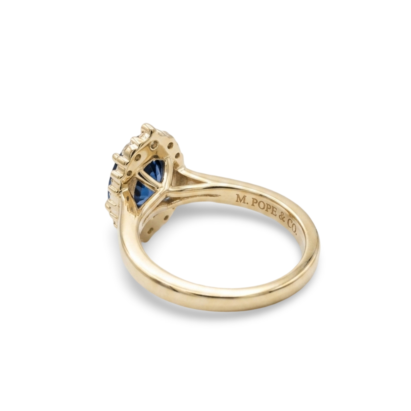 14K Yellow Gold Sapphire and Diamond Halo Ring