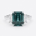 Platinum Teal Sapphire & Diamond Ring