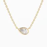 14K Yellow Gold Pear Shape Sideways Diamond Bezel Pendant