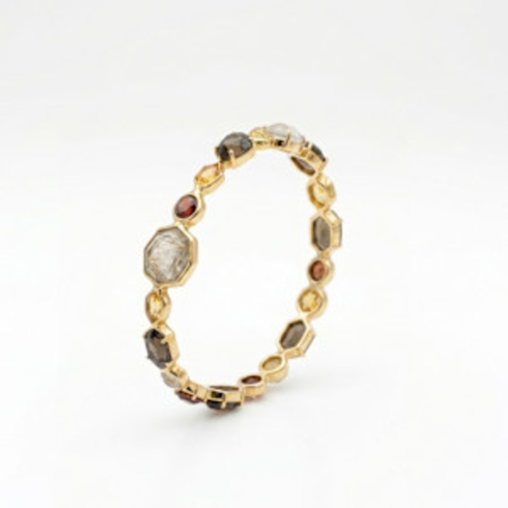 18K Yellow Gold Ippolita Labradorite, Citrine, Hematite, Pyrite Bangle