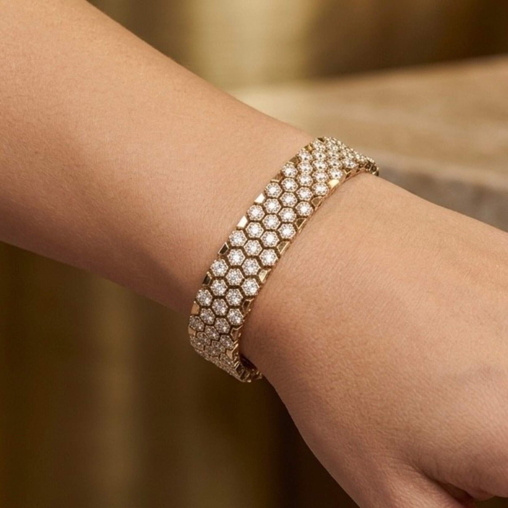 14K Yellow Gold Diamond Panther Link Bracelet