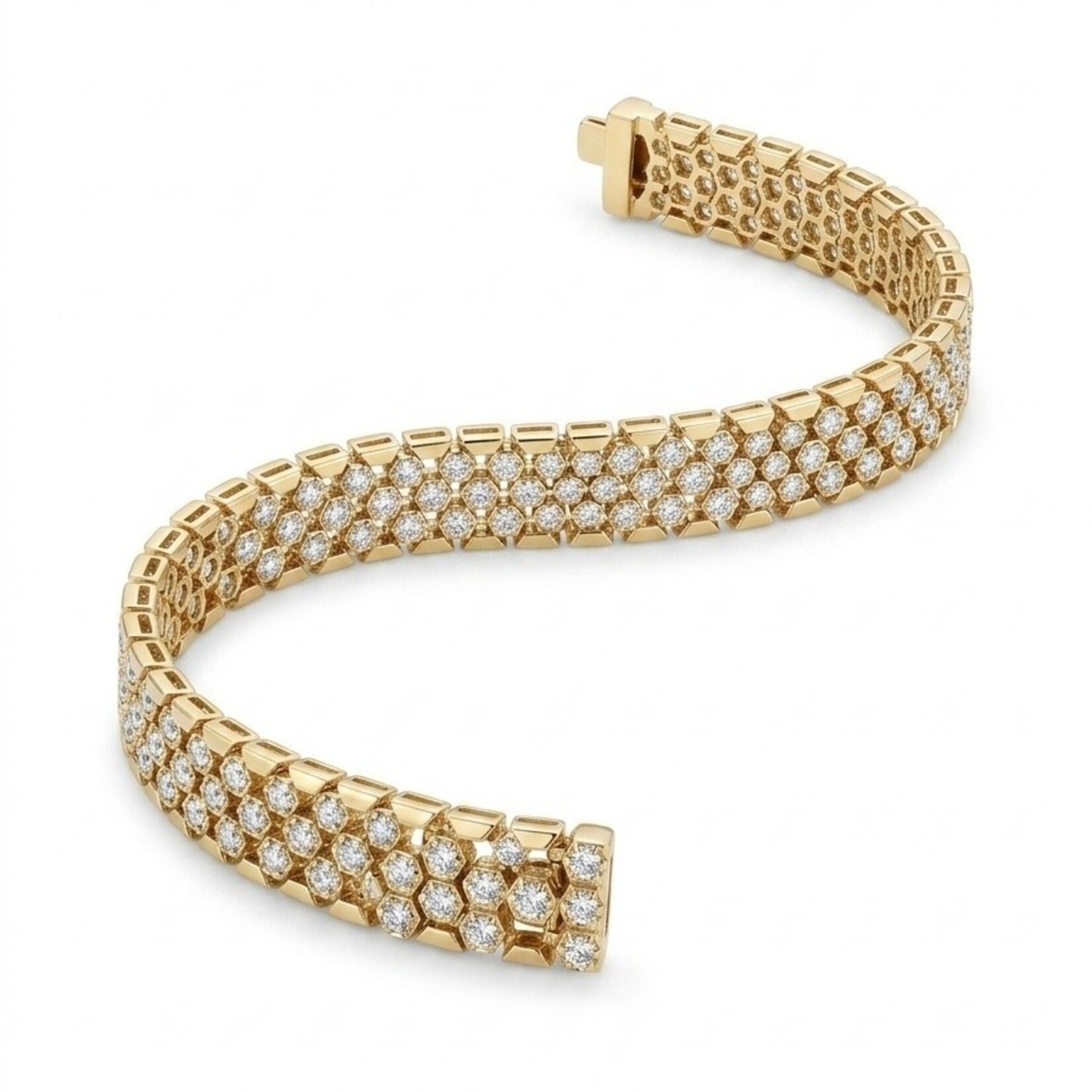 14K Yellow Gold Diamond Panther Link Bracelet