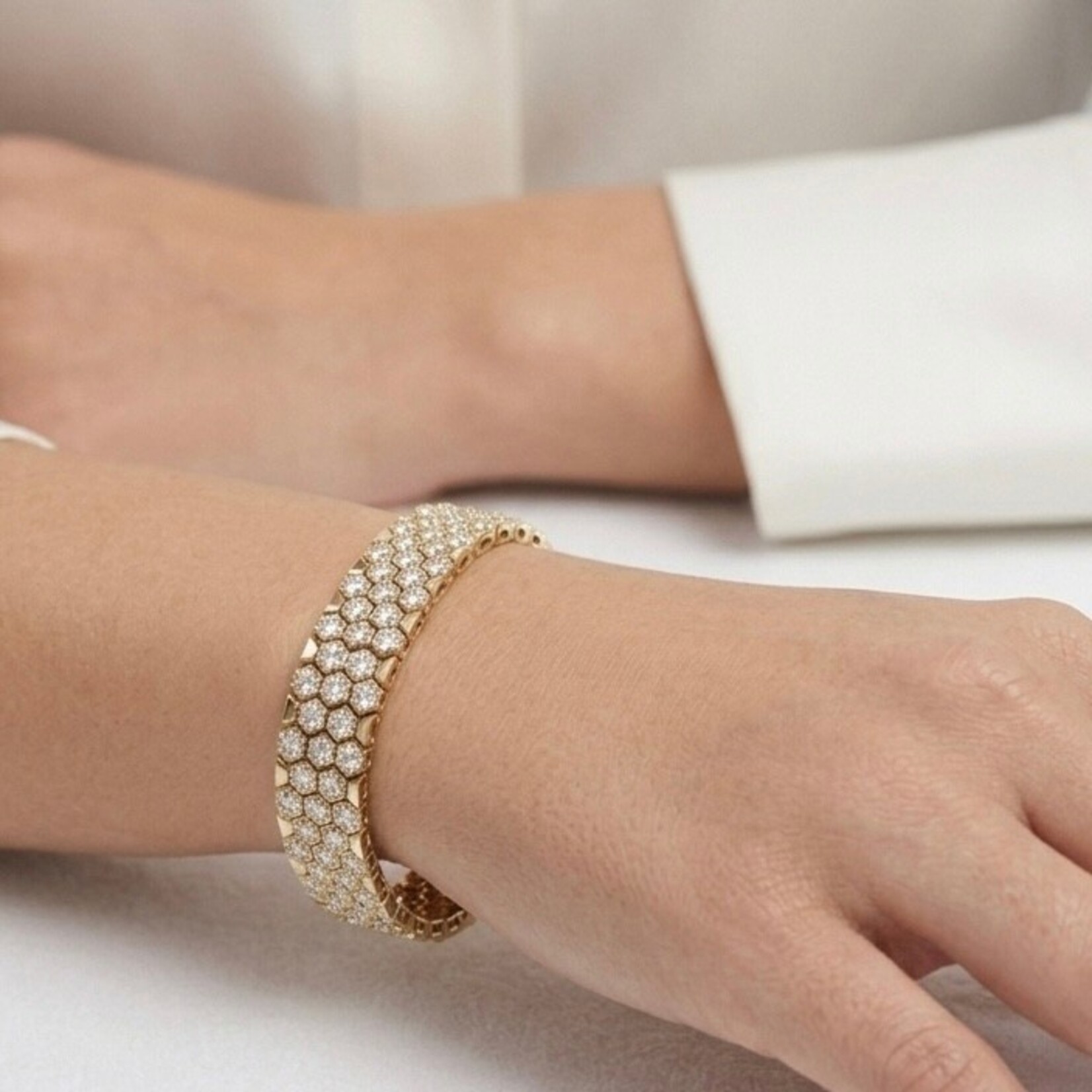 14K Yellow Gold Diamond Panther Link Bracelet