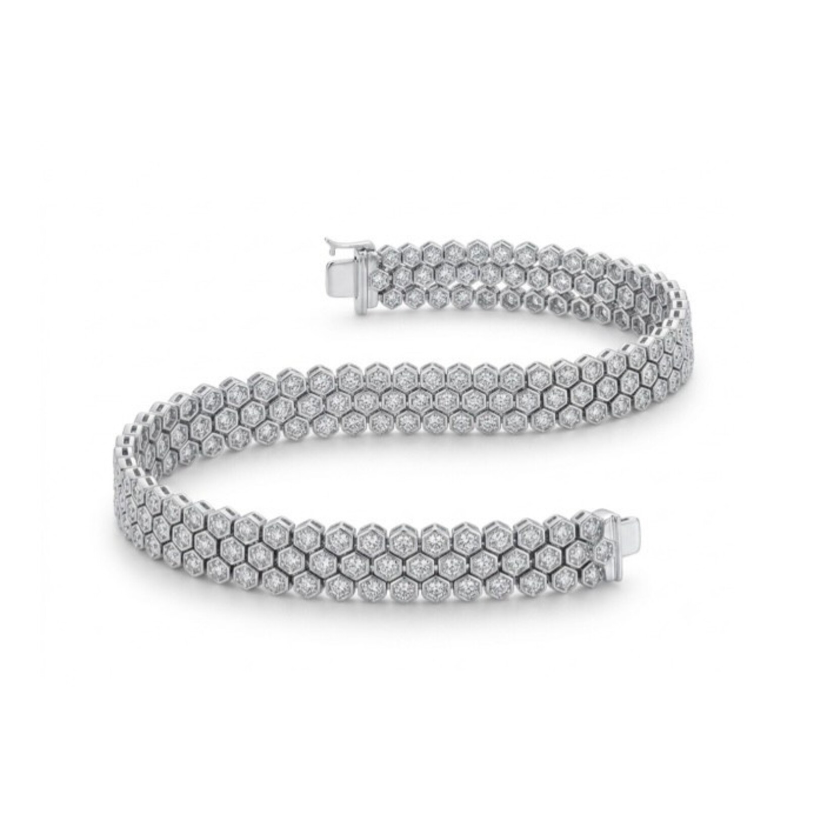 14K White Gold Diamond Brilliant Panther Link Bracelet