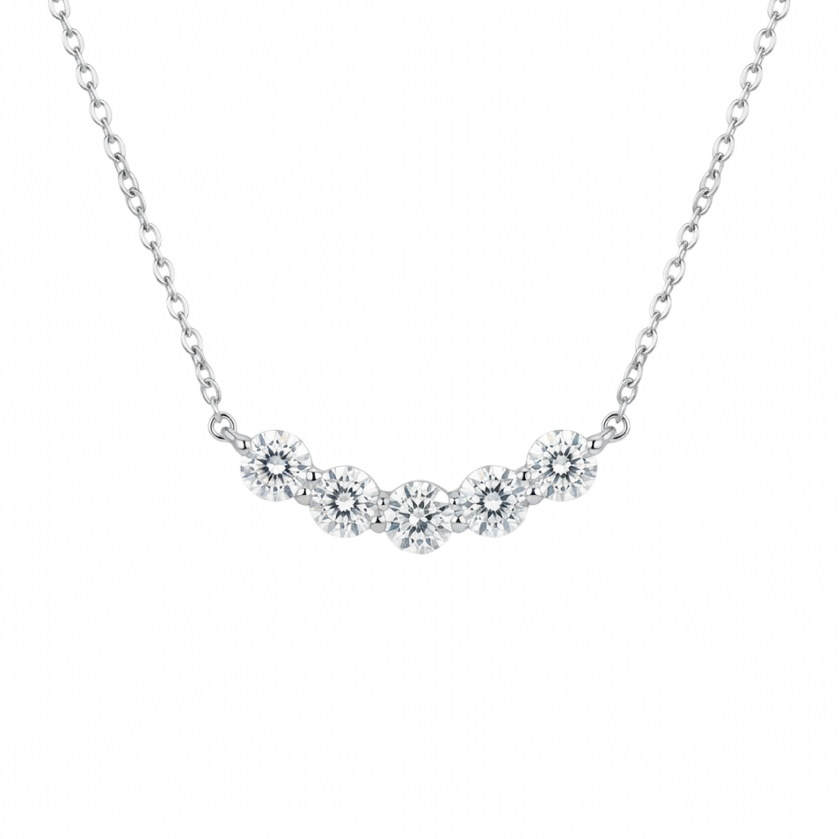 14K White Gold Five Diamond 1/2 Carat Pendant