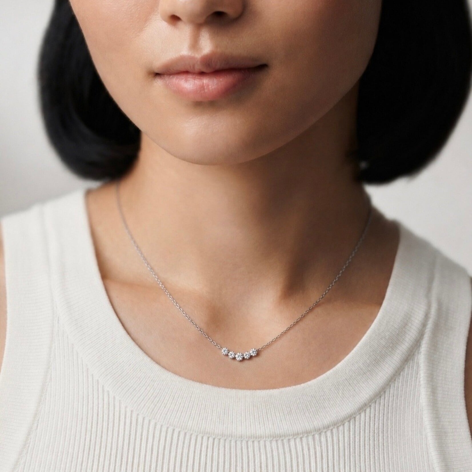 14K White Gold Five Diamond 1/2 Carat Pendant