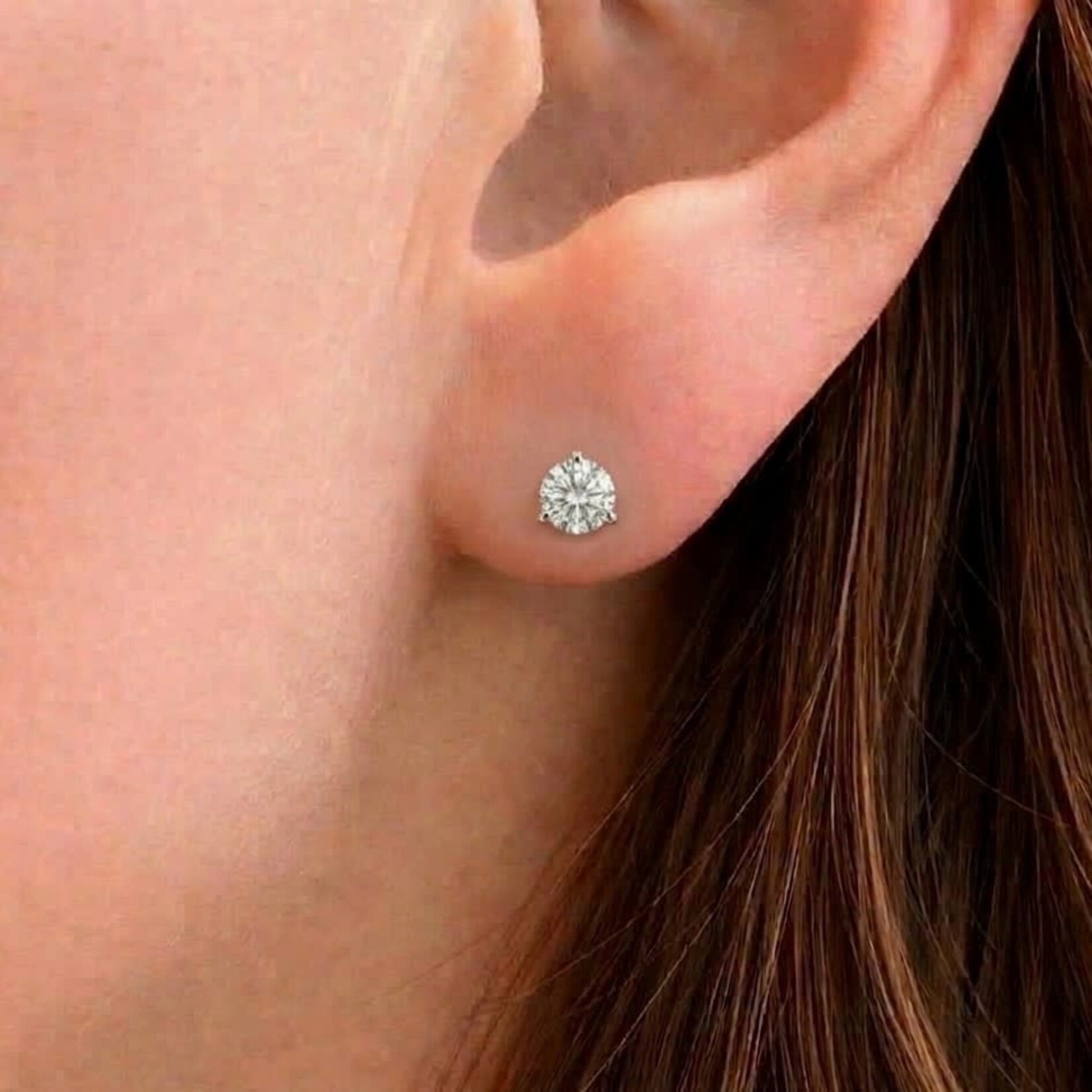 14K White Gold 1 Carat Diamond Martini Stud Earrings