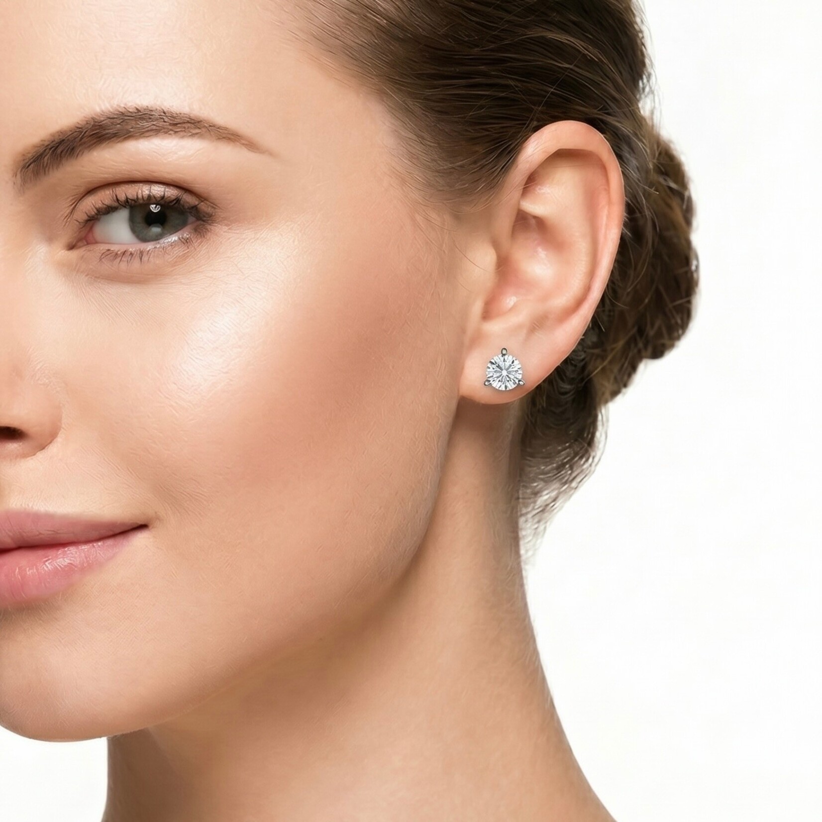14K White Gold 2 Carat Diamond Martini Stud Earrings