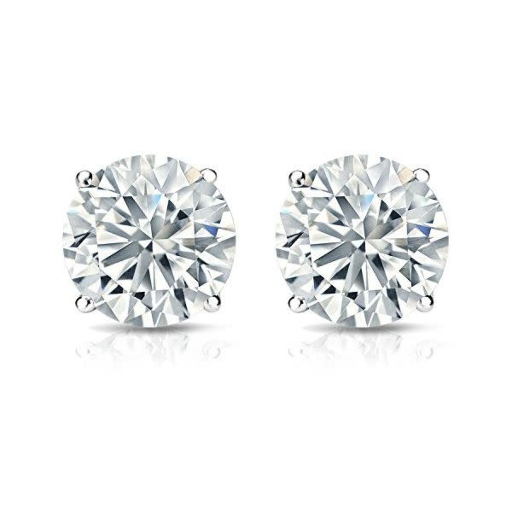 14K White Gold Diamond Martini Stud Earrings