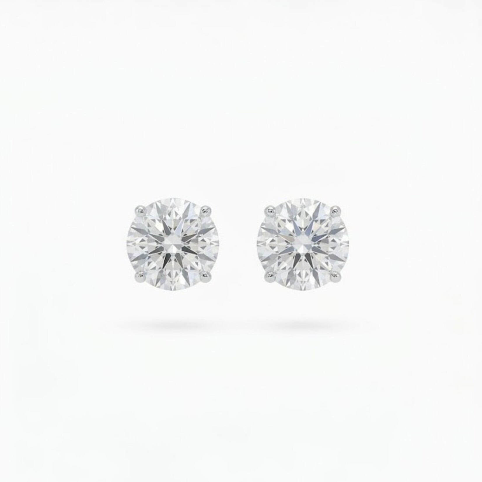 14K White Gold Diamond Stud Earrings