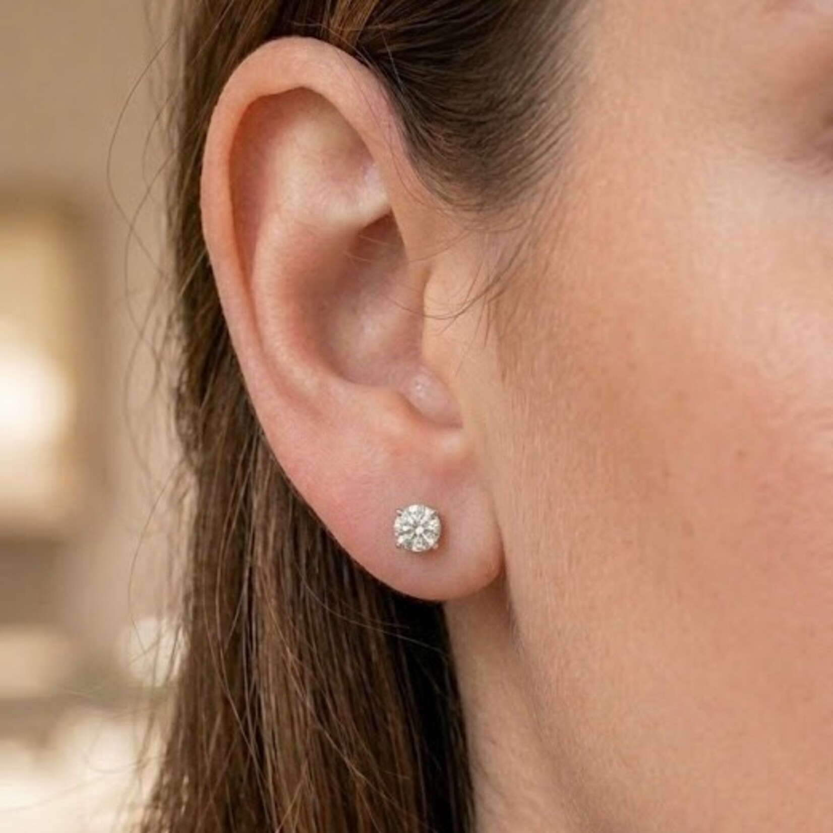 14K White Gold 1 1/4 Carat Diamond Stud Earrings
