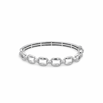 Sterling Silver Diamond Cushion Link Bangle Bracelet