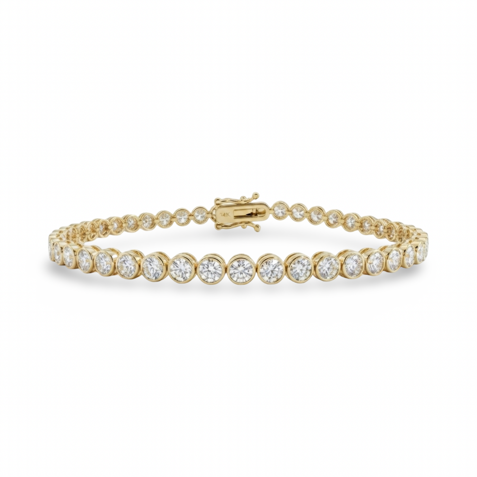 14K Yellow Gold 5 Carat Bezel Diamond Tennis Bracelet