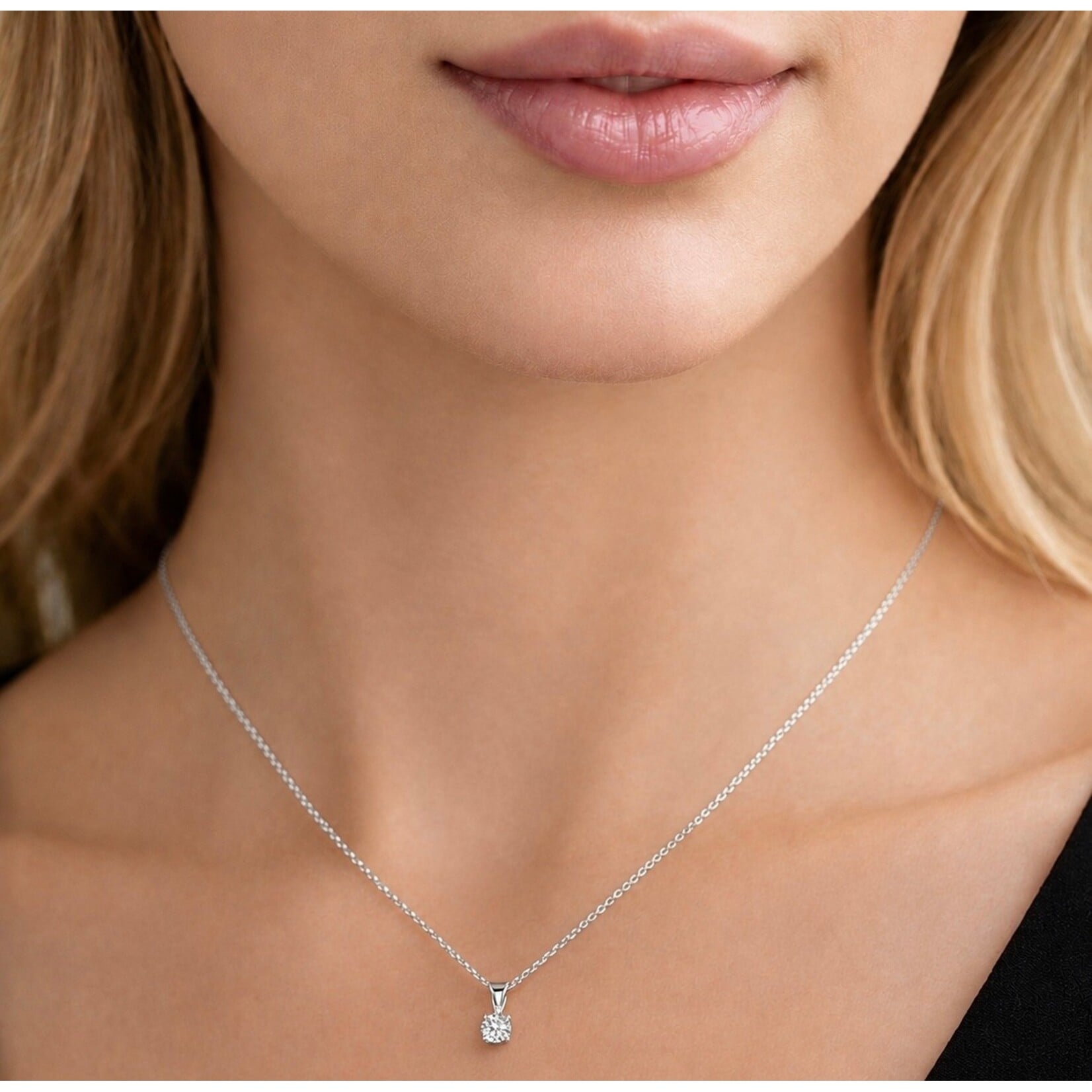 14K White Gold Lab Grown 1/4 Carat Solitaire Pendant