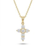 14K Yellow Gold Petite Diamond 1/3 Carat Cross Pendant