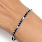 14K White Gold Sapphire & Diamond Line Bracelet