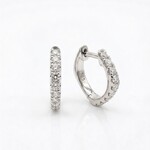 14K White Gold Diamond Geometric Huggie Earrings