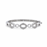 Sterling Silver Open Link Diamond Bangle