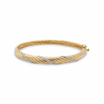 18K Yellow Gold Overlay Sterling Diamond Cable Bangle