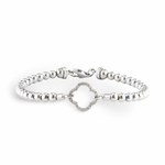 Sterling Silver Diamond Quatrefoil Diamond Bead Bracelet