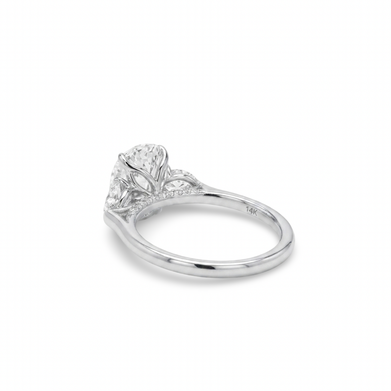 14K White Gold Oval & Pear Shape Diamond Ring