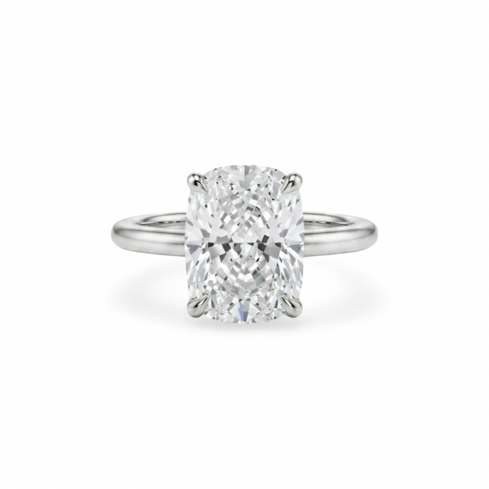 14K White Gold Cushion Cut Lab Grown Diamond Solitaire Ring