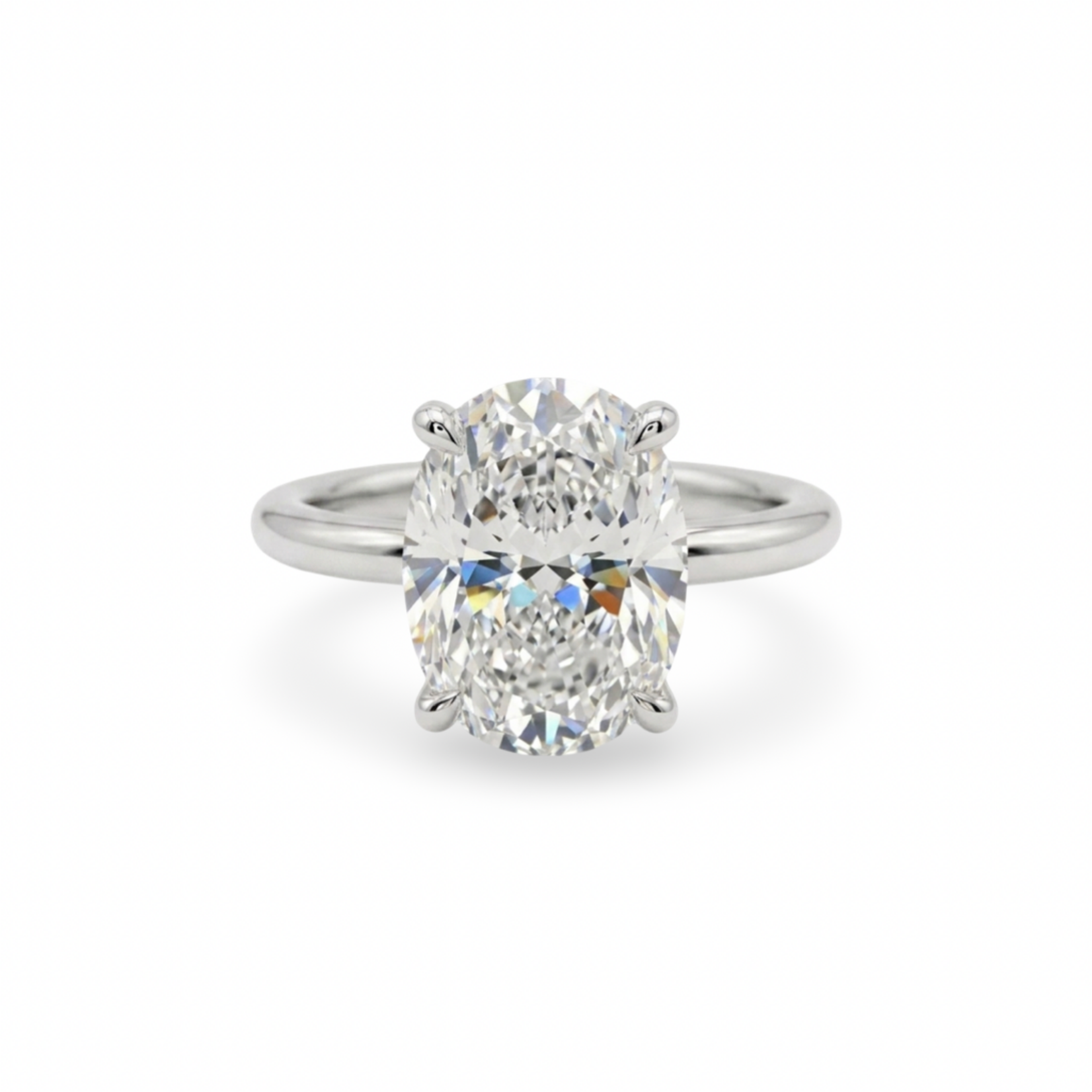 14K White Gold Oval Lab Grown Diamond Ring