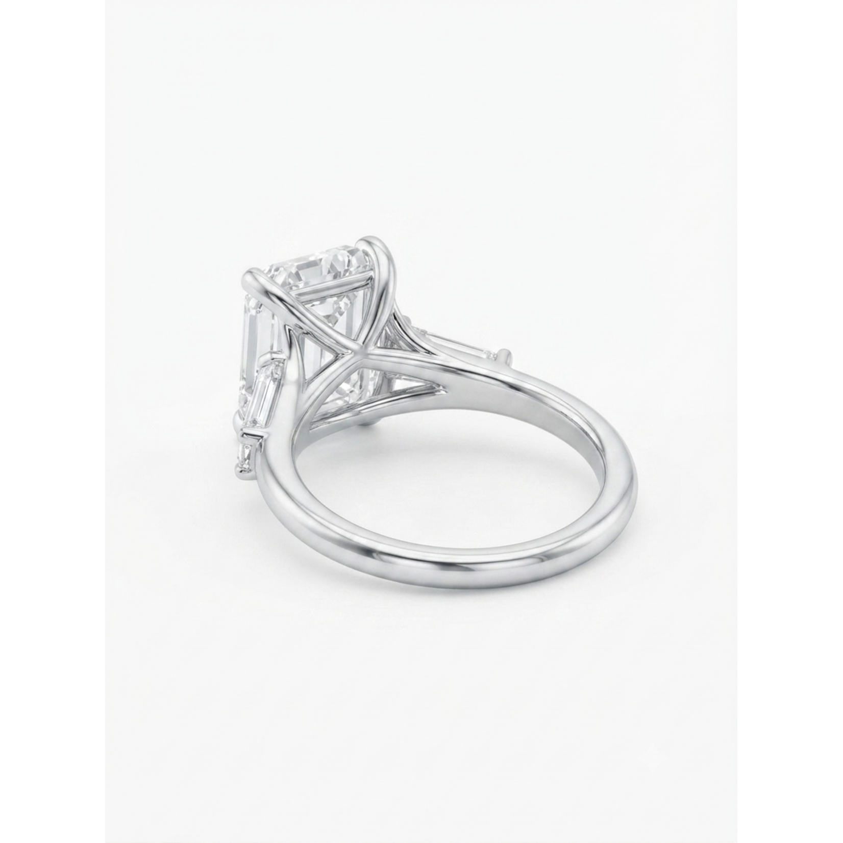 14K White Gold Emerald Cut Diamond Ring