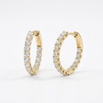 14K Yellow Gold 2 Carat Lab Diamond Round Medium Hoop Earrings