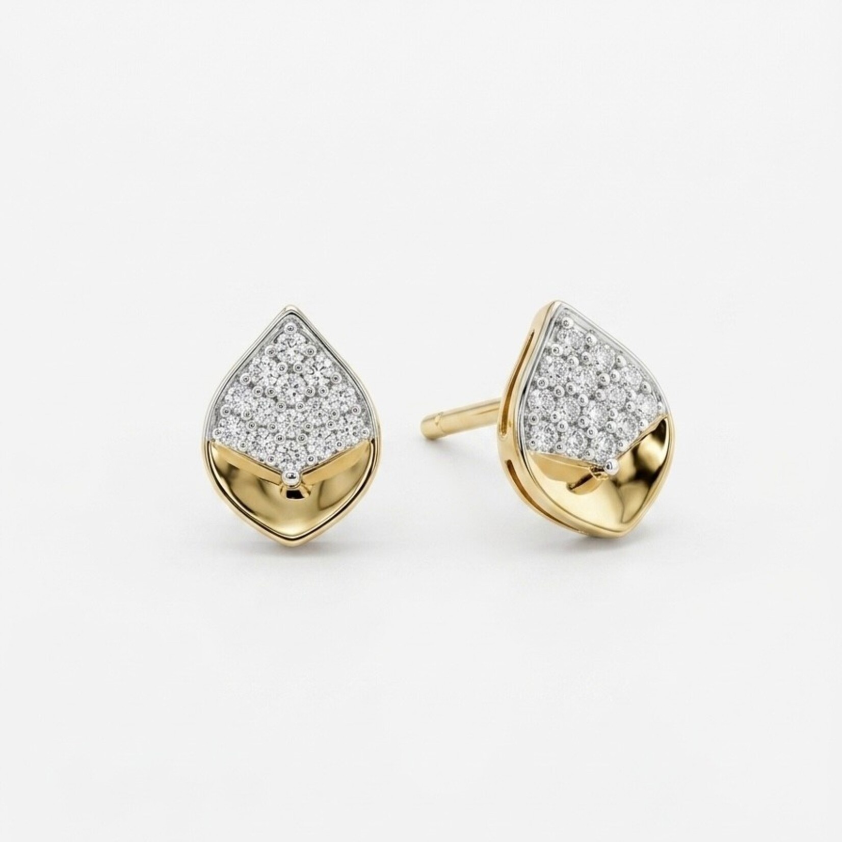 14KY Pave 0.11ctw Dia Teardrop Stud Earrings