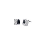 14K White Gold  Pave Diamond Cushion Stud Earrings