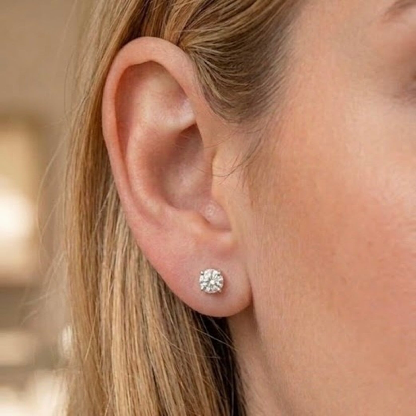 14K White Gold 1 1/2 Carat Martini Diamond Stud Earrings