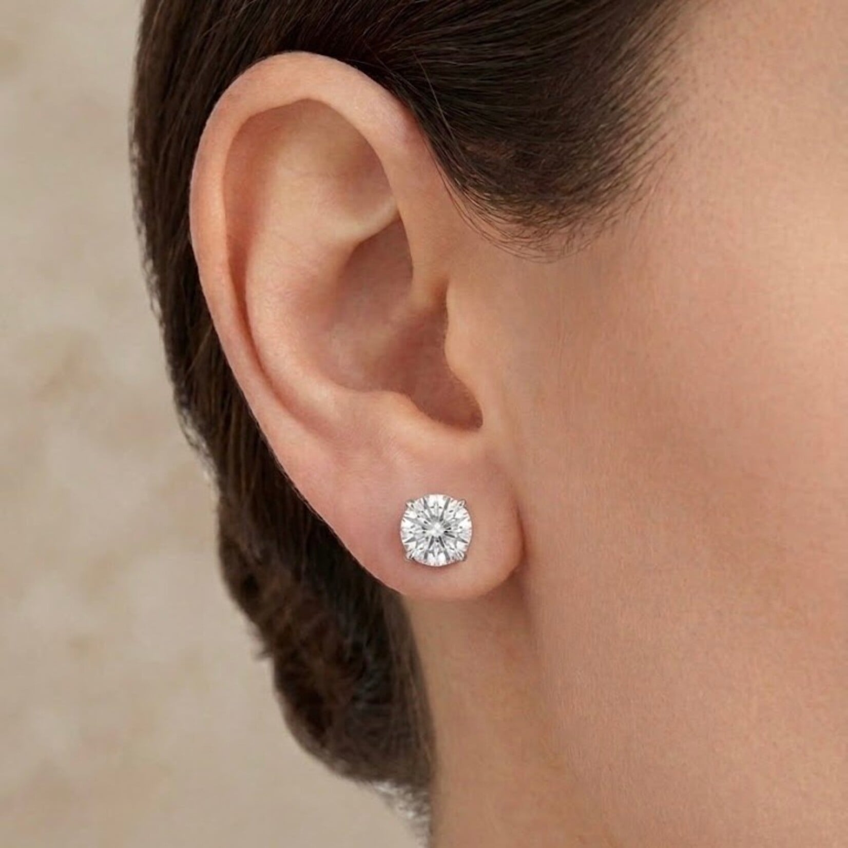 14K White Gold 3 Carat Diamond Martini Stud Earrings