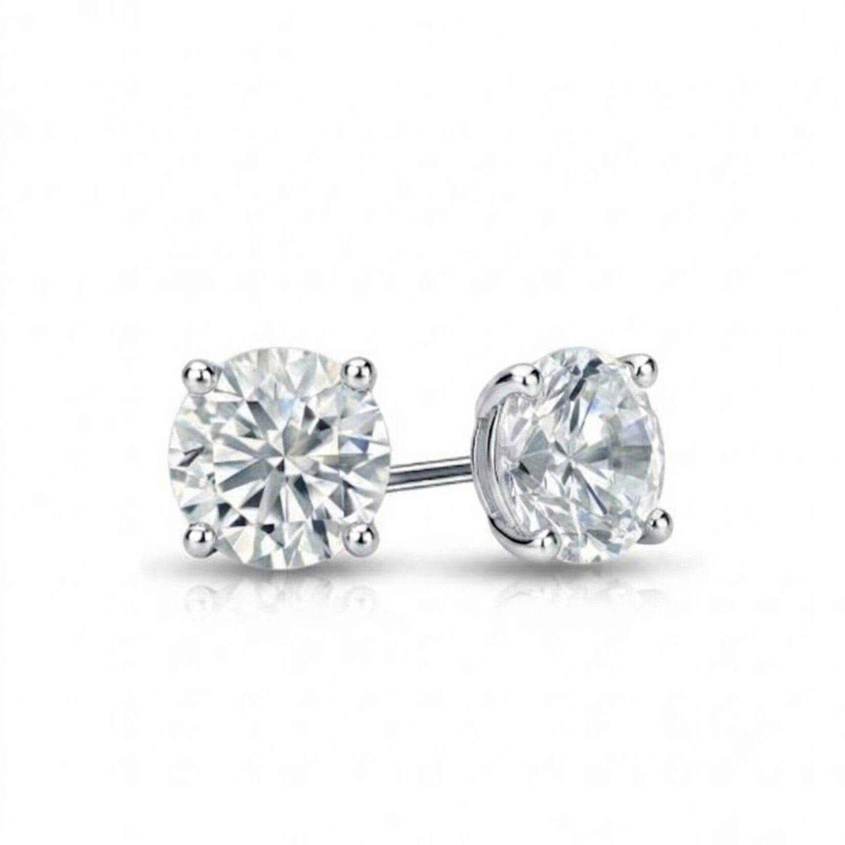 14K White Gold 3 Carat Diamond Martini Stud Earrings