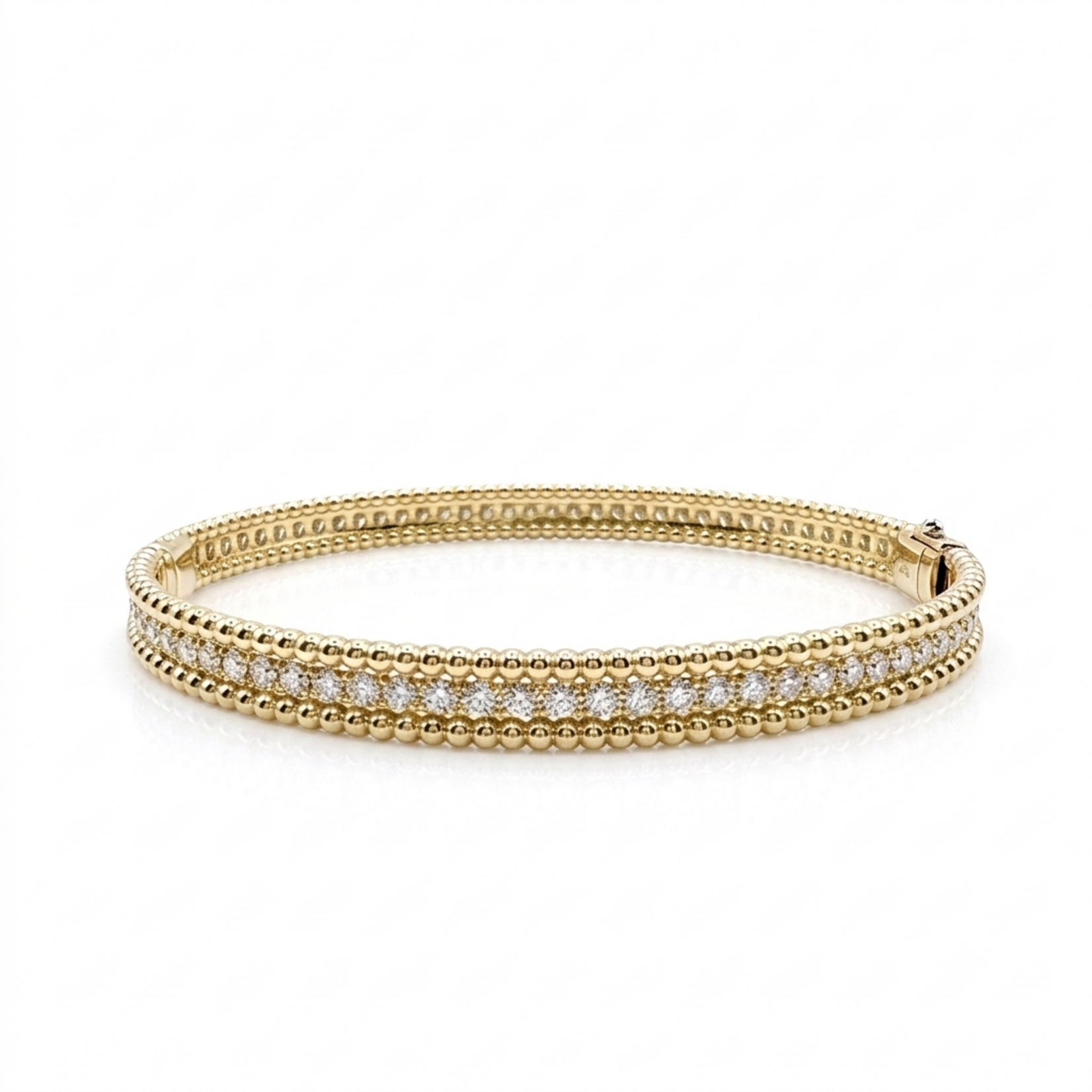 14K Eternity Perlèe Diamond Bangle Bracelet