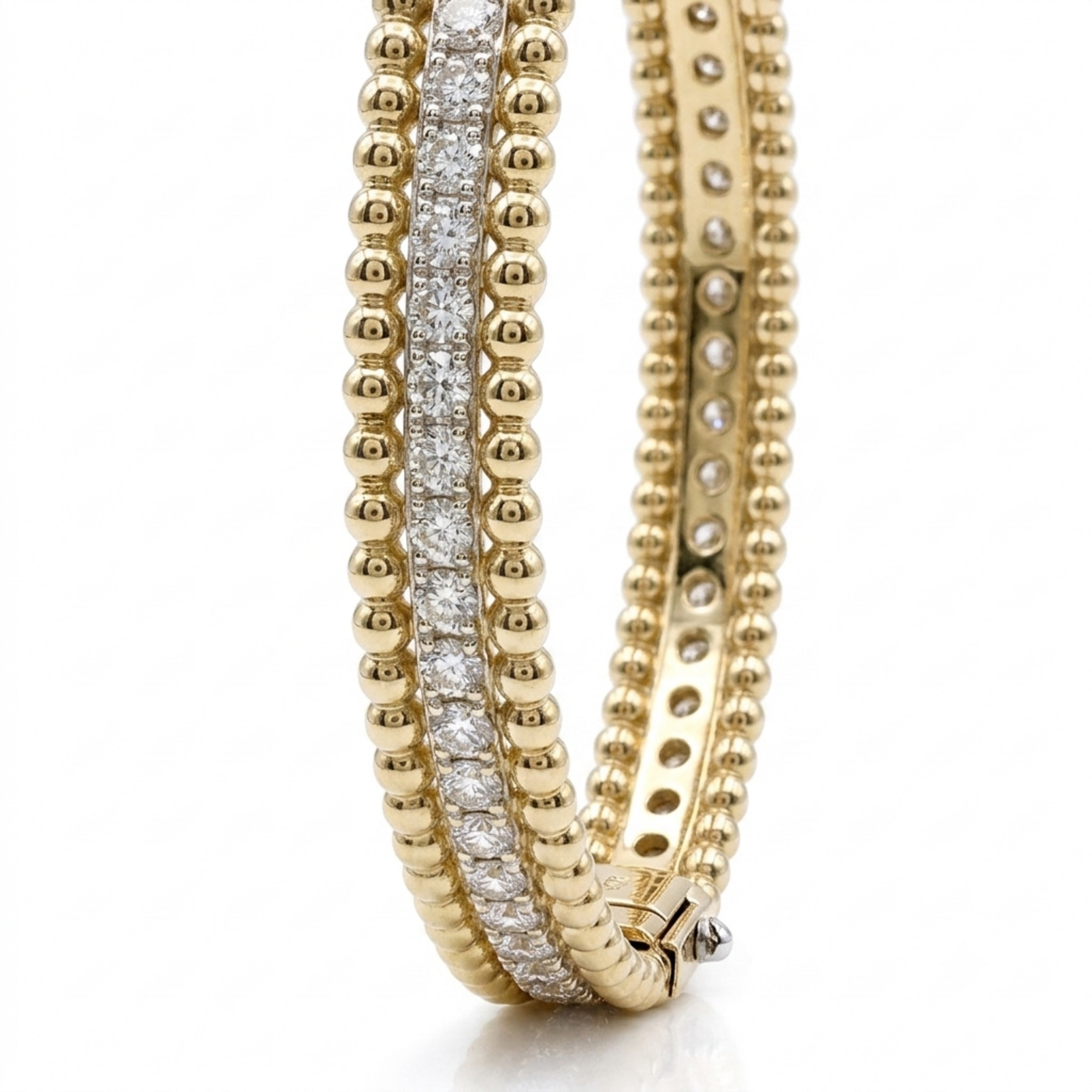 14K Eternity Perlèe Diamond Bangle Bracelet