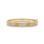 14K Three Row Perlèe Diamond Bangle Bracelet