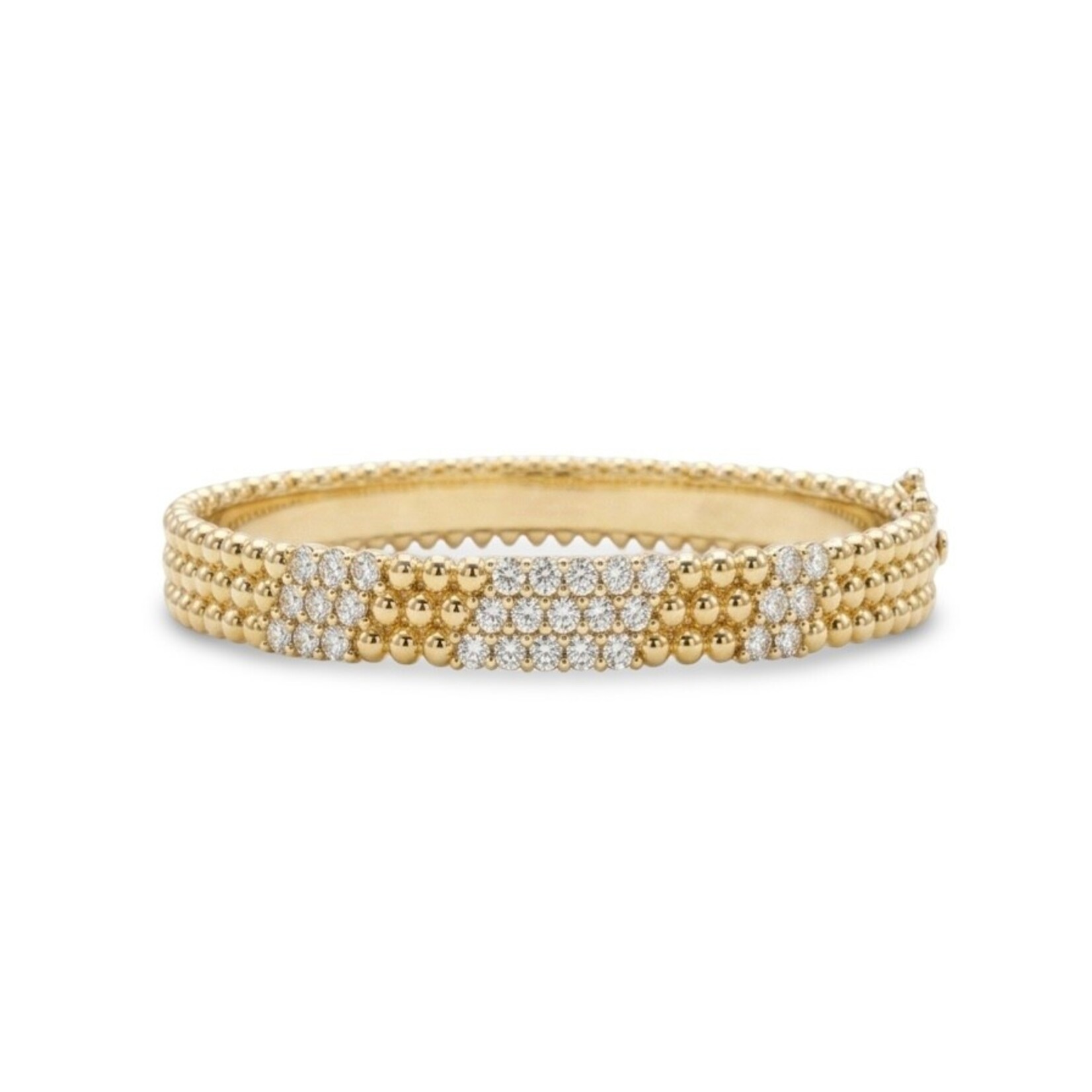 14K Three Row Perlèe Diamond Bangle Bracelet