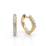14K Yellow Gold Diamond Geometric Huggie Earrings