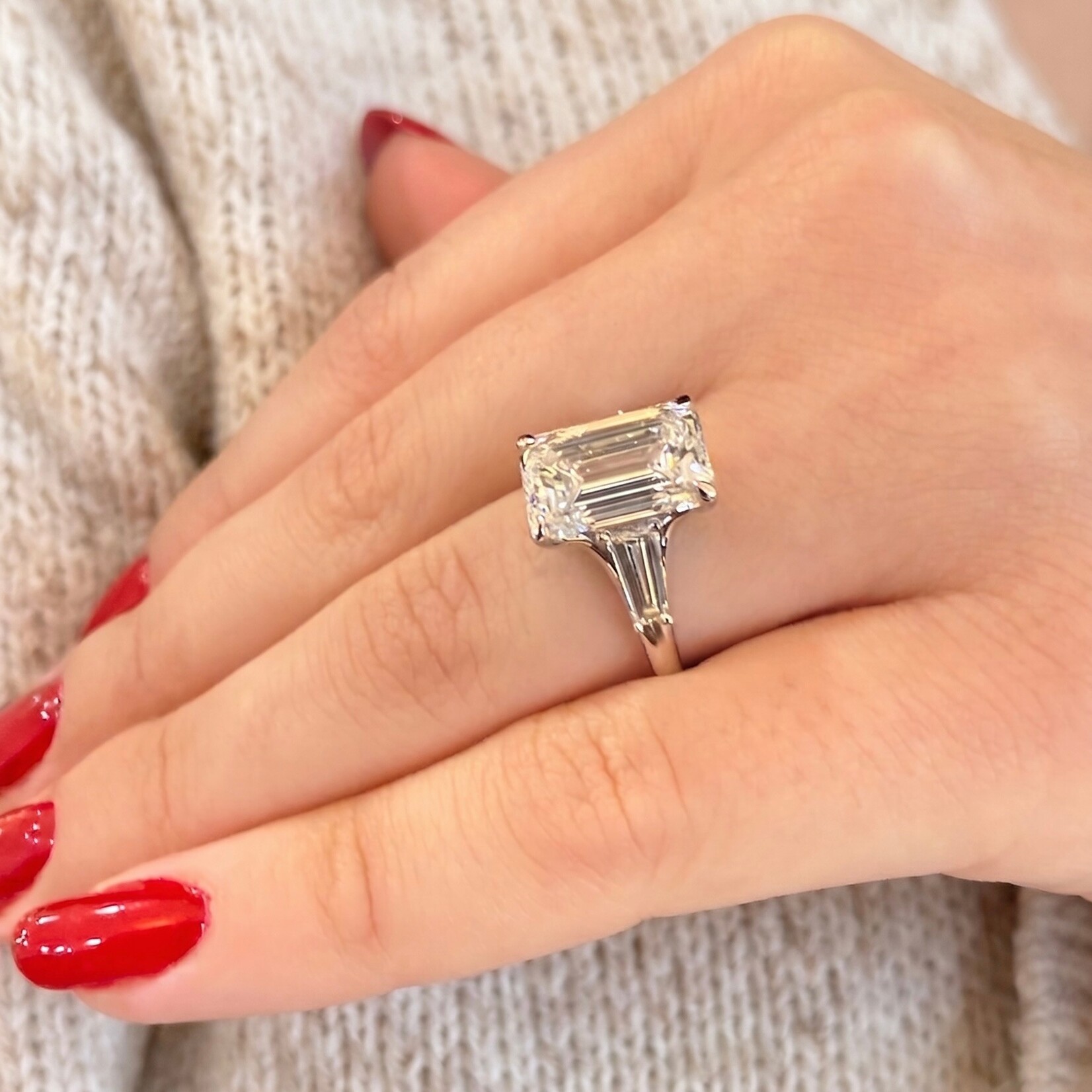 14K White Gold Emerald Cut Diamond Ring